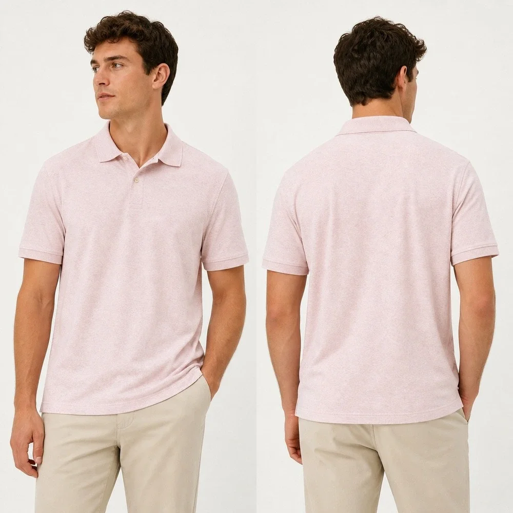 Banana Republic Luxe Touch Polo Mens XXL Pink Cotton‎ Performance